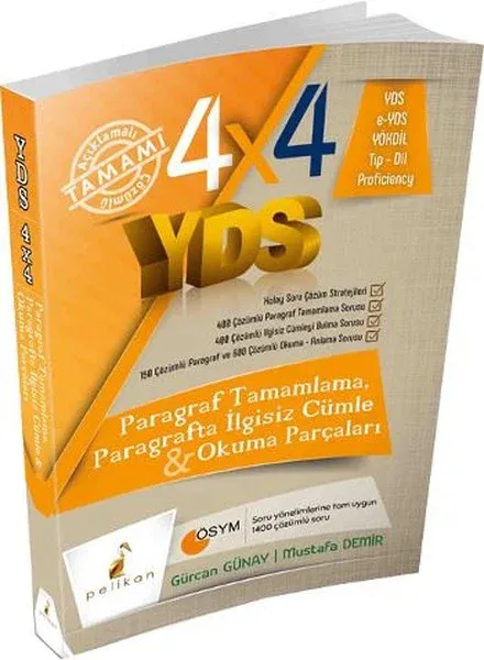 4x4 YDS Seti; Paragraf Tamamlama Paragrafta İlgisiz Cümle ve Okuma Parçaları