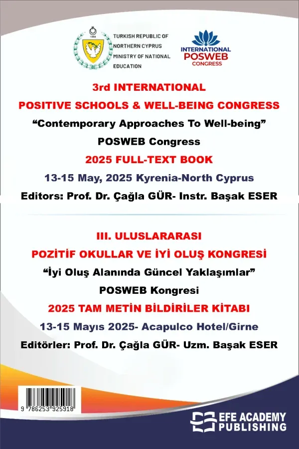 E-Kitap - 3rd INTERNATIONAL POSITIVE SCHOOLS & WELL-BEING CONGRESS “Contemporary Approaches to Well-Being” - III. ULUSLARARASI POZİTİF OKULLAR VE İYİ OLUŞ KONGRESİ “İyi Oluş Alanında Güncel Yaklaşımlar”
